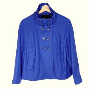 Carlisle Periwinkle Wool Crop Blazer Jacket Double Breasted Sz 8